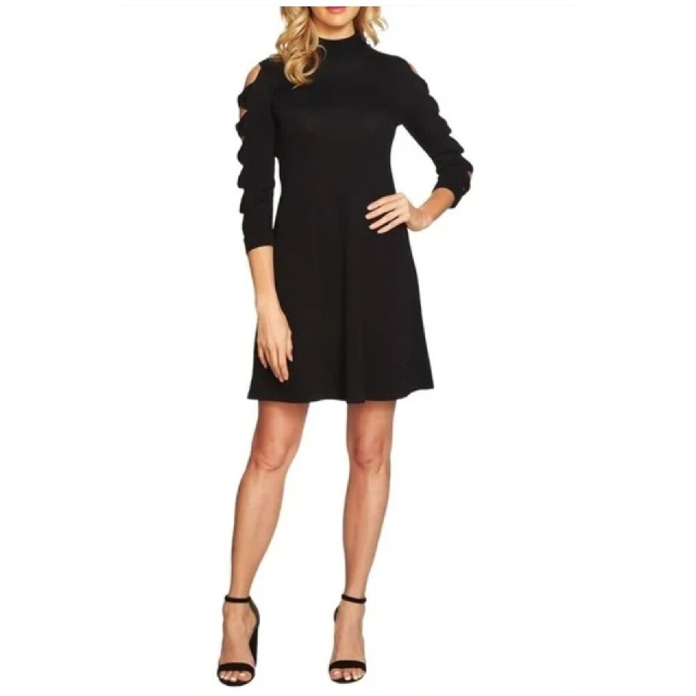 CeCe Black Sweater Bow Sleeve Dress NWT